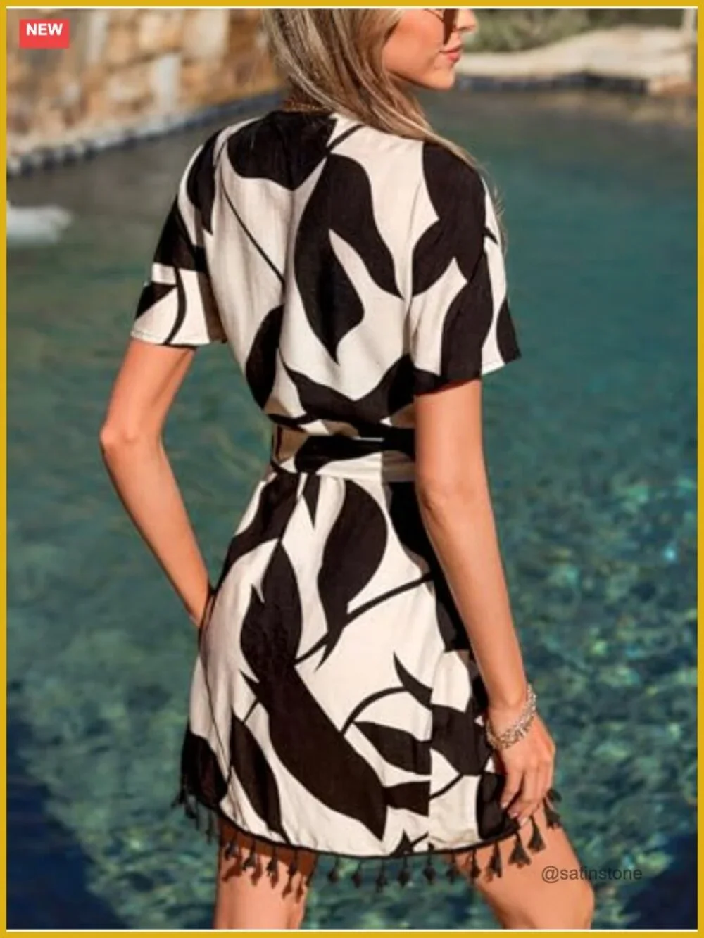 Sheer V Neck Short Sleeve Wrap Beach Cover Up Dress